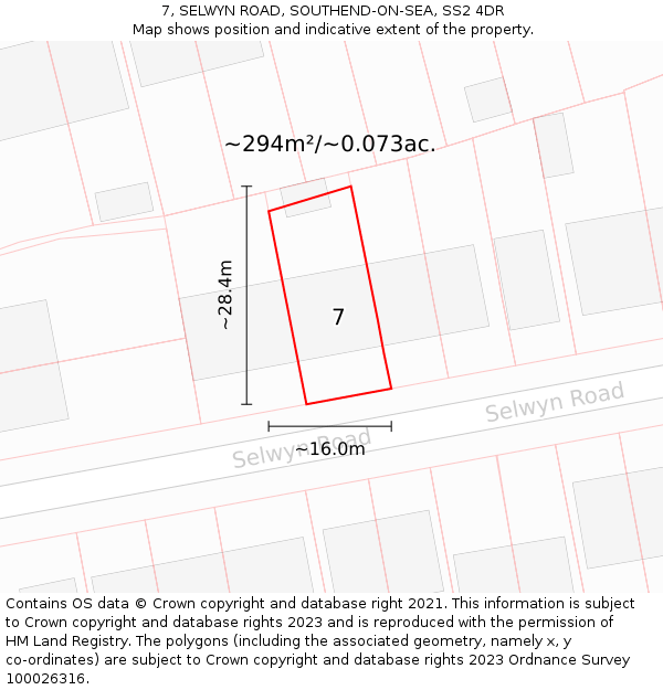 7, SELWYN ROAD, SOUTHEND-ON-SEA, SS2 4DR: Plot and title map