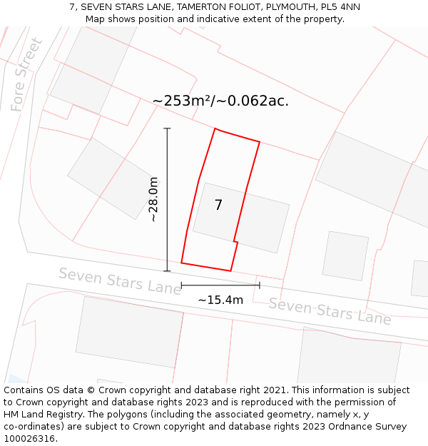 7, SEVEN STARS LANE, TAMERTON FOLIOT, PLYMOUTH, PL5 4NN: Plot and title map