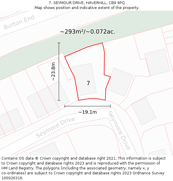 7, SEYMOUR DRIVE, HAVERHILL, CB9 9PQ: Plot and title map