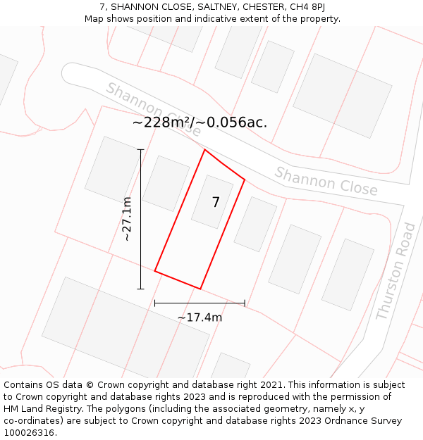 7, SHANNON CLOSE, SALTNEY, CHESTER, CH4 8PJ: Plot and title map