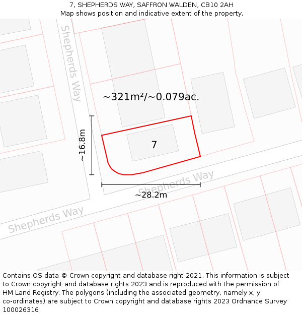 7, SHEPHERDS WAY, SAFFRON WALDEN, CB10 2AH: Plot and title map