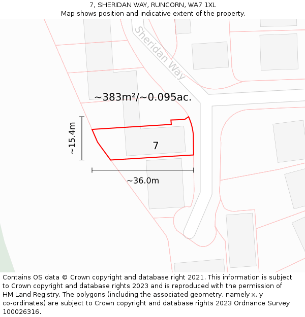 7, SHERIDAN WAY, RUNCORN, WA7 1XL: Plot and title map