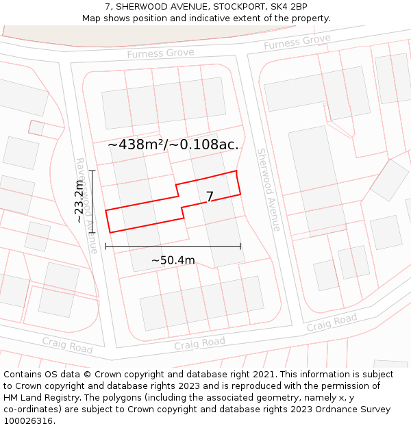 7, SHERWOOD AVENUE, STOCKPORT, SK4 2BP: Plot and title map