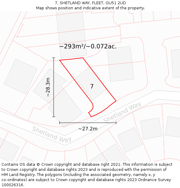 7, SHETLAND WAY, FLEET, GU51 2UD: Plot and title map