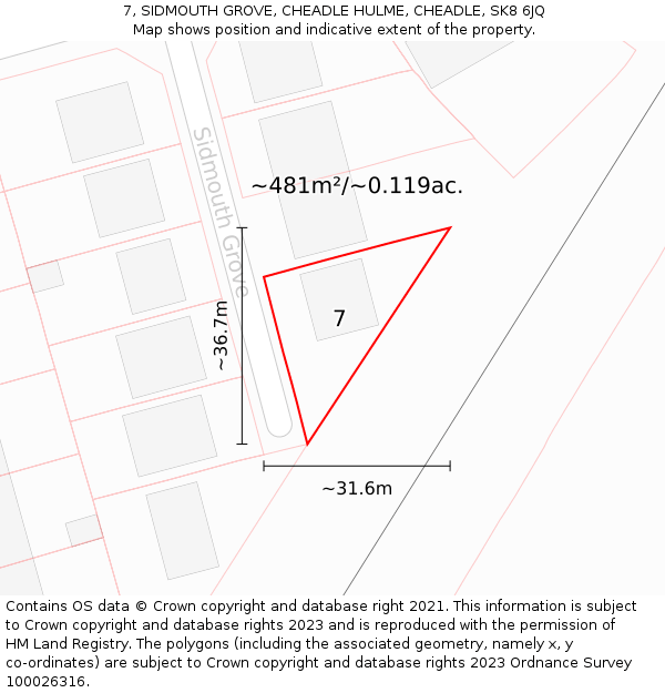 7, SIDMOUTH GROVE, CHEADLE HULME, CHEADLE, SK8 6JQ: Plot and title map