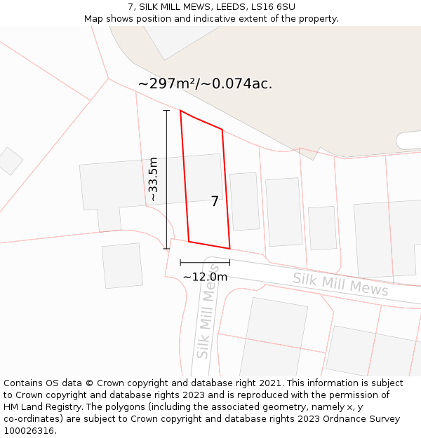 7, SILK MILL MEWS, LEEDS, LS16 6SU: Plot and title map