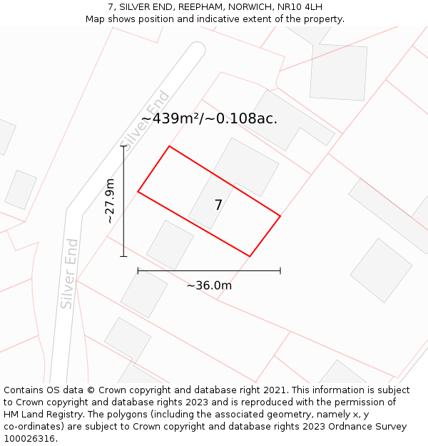 7, SILVER END, REEPHAM, NORWICH, NR10 4LH: Plot and title map