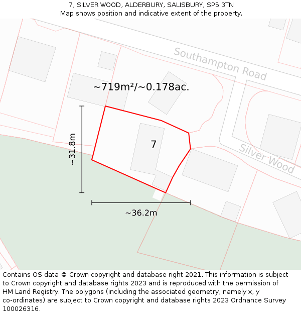 7, SILVER WOOD, ALDERBURY, SALISBURY, SP5 3TN: Plot and title map