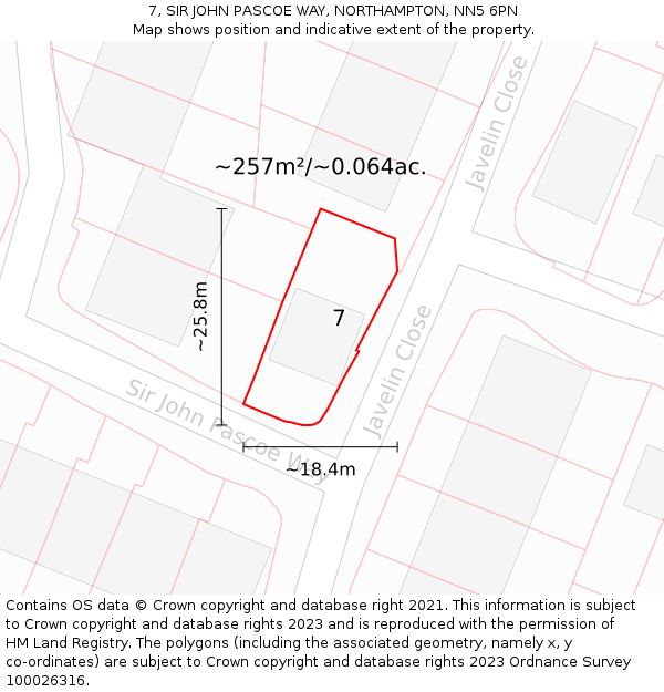 7, SIR JOHN PASCOE WAY, NORTHAMPTON, NN5 6PN: Plot and title map