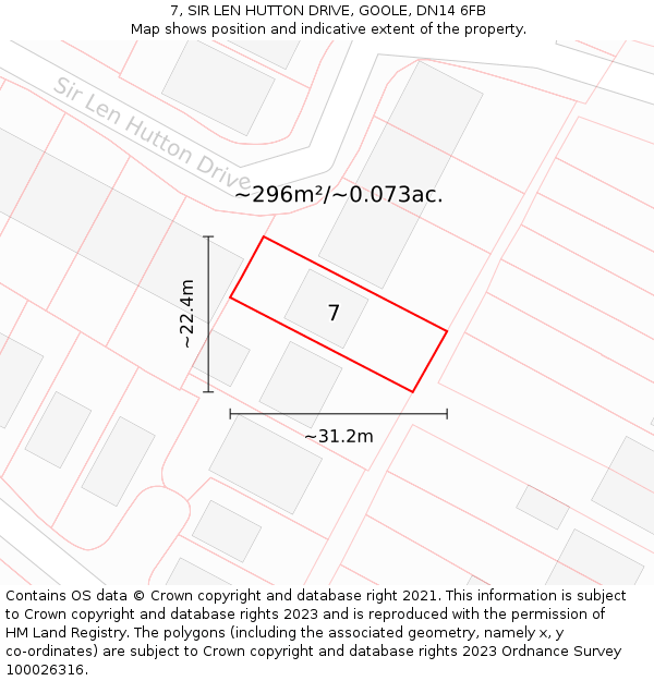 7, SIR LEN HUTTON DRIVE, GOOLE, DN14 6FB: Plot and title map