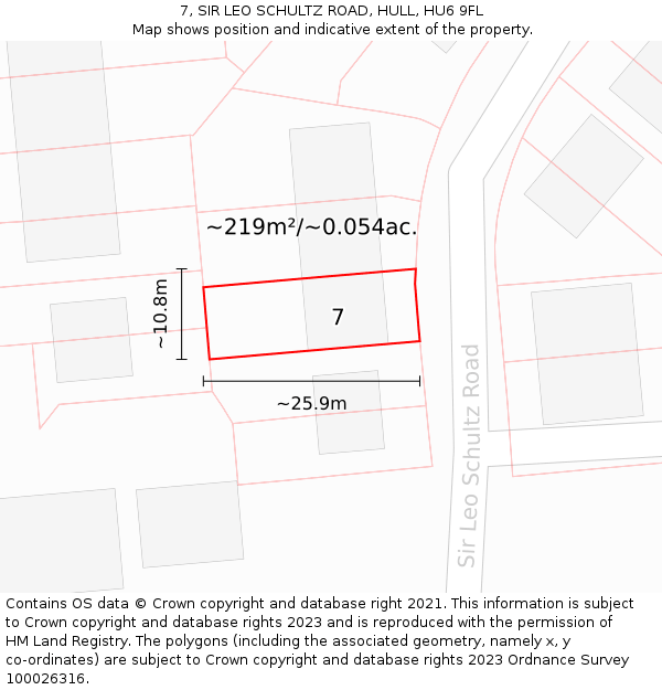 7, SIR LEO SCHULTZ ROAD, HULL, HU6 9FL: Plot and title map