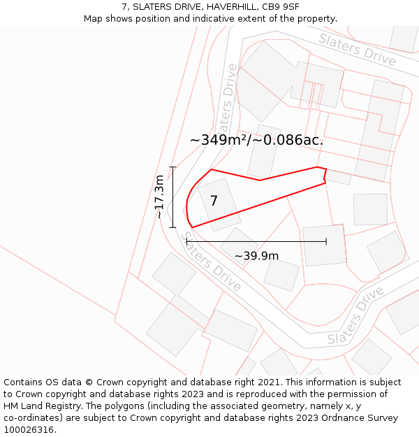 7, SLATERS DRIVE, HAVERHILL, CB9 9SF: Plot and title map