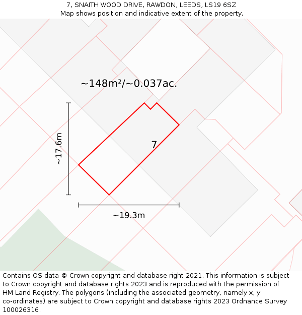 7, SNAITH WOOD DRIVE, RAWDON, LEEDS, LS19 6SZ: Plot and title map