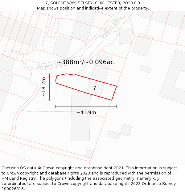 7, SOLENT WAY, SELSEY, CHICHESTER, PO20 0JR: Plot and title map