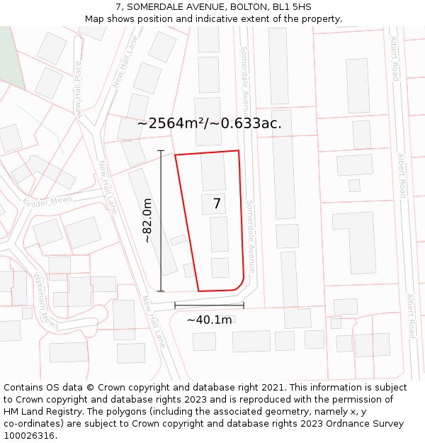 7, SOMERDALE AVENUE, BOLTON, BL1 5HS: Plot and title map
