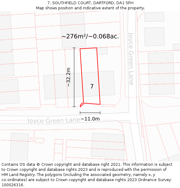 7, SOUTHFIELD COURT, DARTFORD, DA1 5PH: Plot and title map