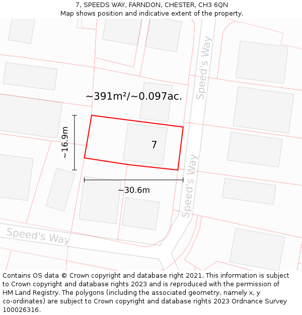7, SPEEDS WAY, FARNDON, CHESTER, CH3 6QN: Plot and title map
