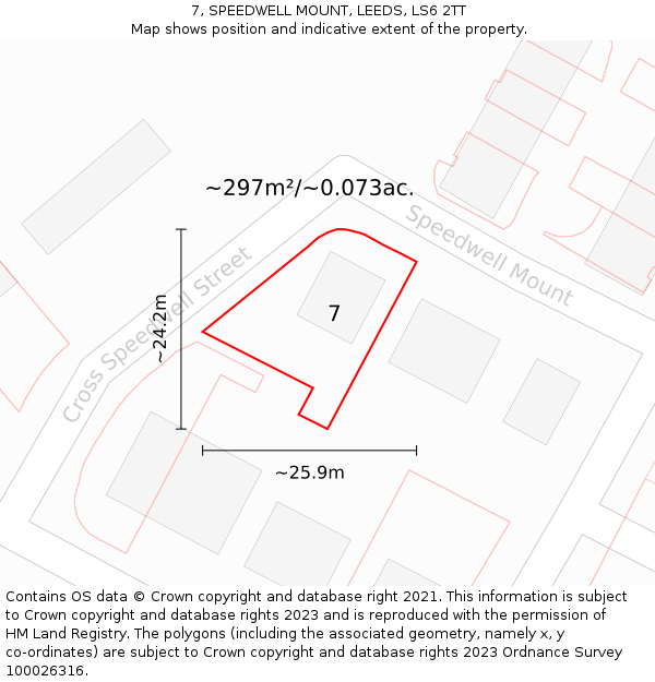 7, SPEEDWELL MOUNT, LEEDS, LS6 2TT: Plot and title map