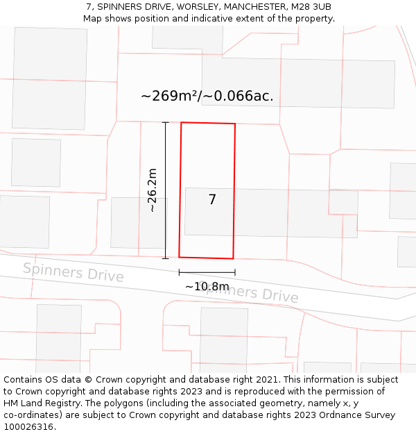 7, SPINNERS DRIVE, WORSLEY, MANCHESTER, M28 3UB: Plot and title map