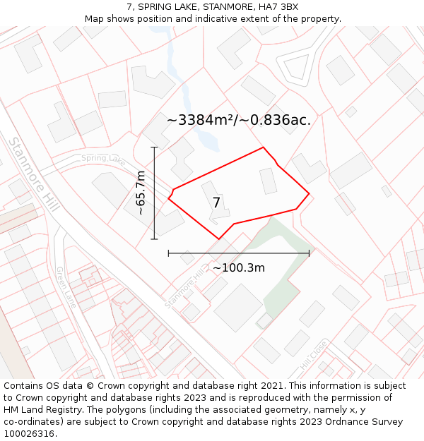 7, SPRING LAKE, STANMORE, HA7 3BX: Plot and title map