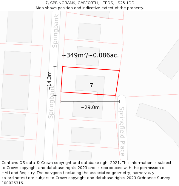 7, SPRINGBANK, GARFORTH, LEEDS, LS25 1DD: Plot and title map