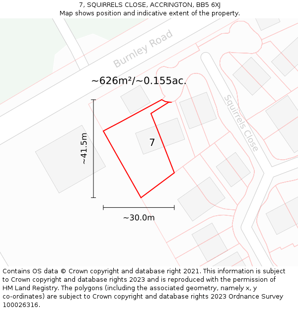 7, SQUIRRELS CLOSE, ACCRINGTON, BB5 6XJ: Plot and title map