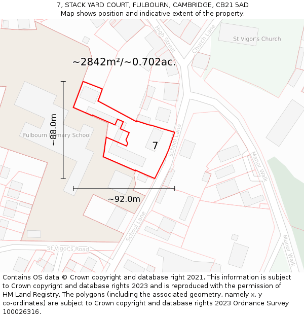 7, STACK YARD COURT, FULBOURN, CAMBRIDGE, CB21 5AD: Plot and title map