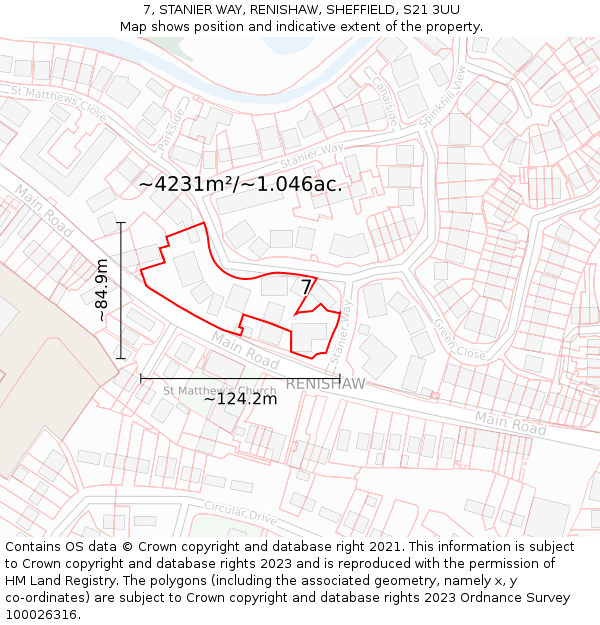 7, STANIER WAY, RENISHAW, SHEFFIELD, S21 3UU: Plot and title map