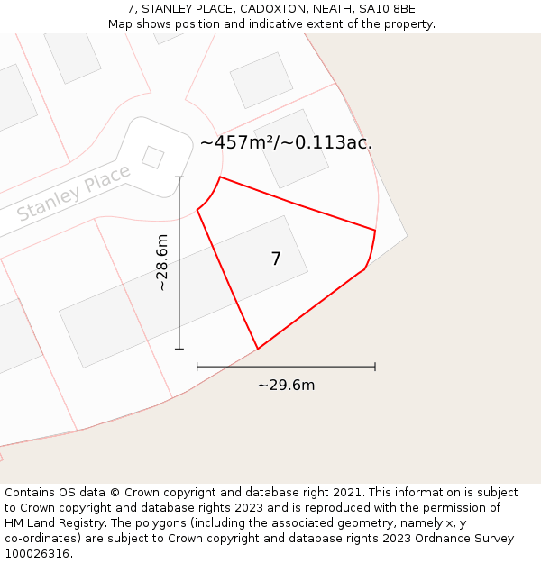 7, STANLEY PLACE, CADOXTON, NEATH, SA10 8BE: Plot and title map