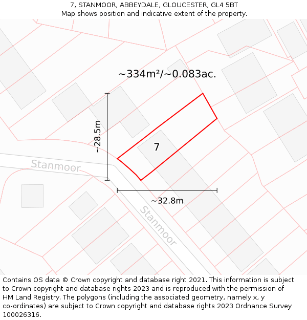 7, STANMOOR, ABBEYDALE, GLOUCESTER, GL4 5BT: Plot and title map