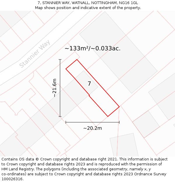7, STANNIER WAY, WATNALL, NOTTINGHAM, NG16 1GL: Plot and title map