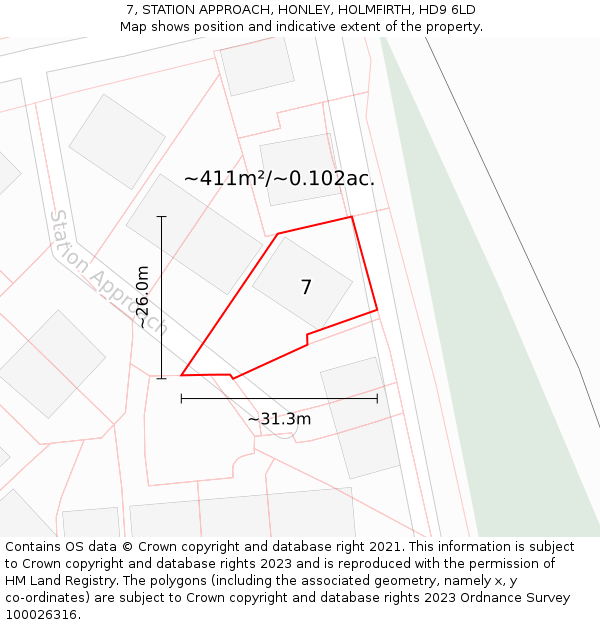 7, STATION APPROACH, HONLEY, HOLMFIRTH, HD9 6LD: Plot and title map