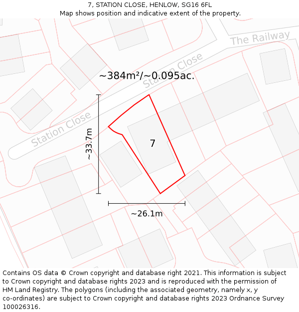 7, STATION CLOSE, HENLOW, SG16 6FL: Plot and title map