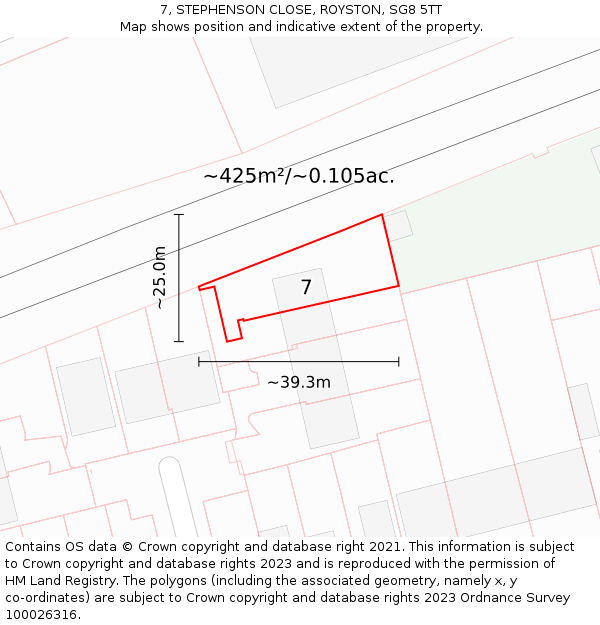 7, STEPHENSON CLOSE, ROYSTON, SG8 5TT: Plot and title map
