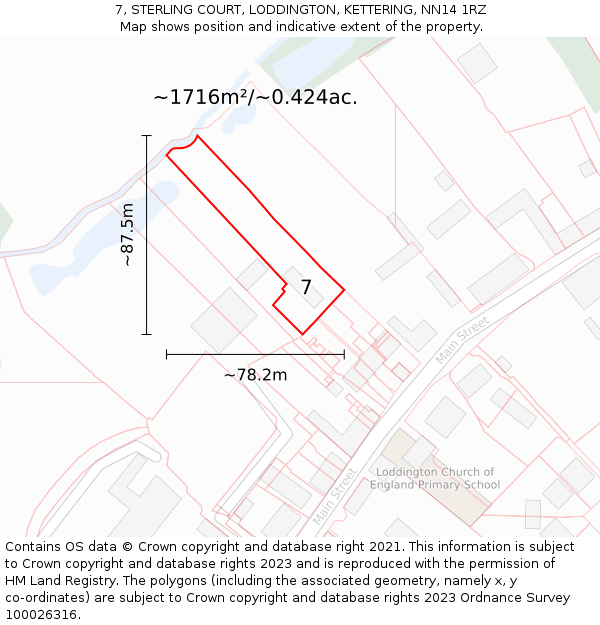 7, STERLING COURT, LODDINGTON, KETTERING, NN14 1RZ: Plot and title map