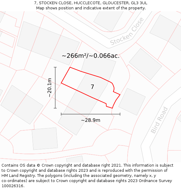 7, STOCKEN CLOSE, HUCCLECOTE, GLOUCESTER, GL3 3UL: Plot and title map