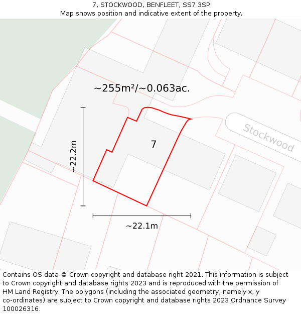 7, STOCKWOOD, BENFLEET, SS7 3SP: Plot and title map