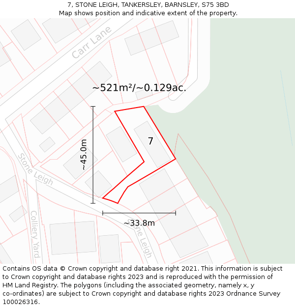 7, STONE LEIGH, TANKERSLEY, BARNSLEY, S75 3BD: Plot and title map