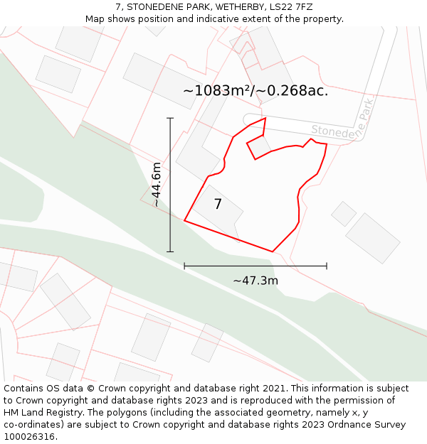 7, STONEDENE PARK, WETHERBY, LS22 7FZ: Plot and title map