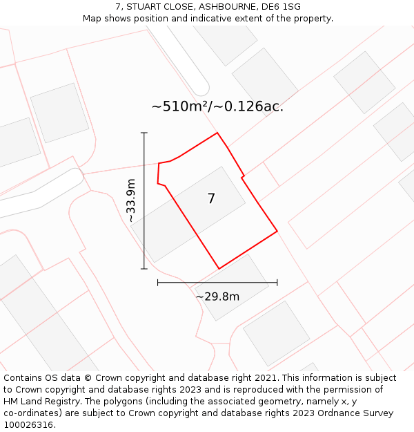 7, STUART CLOSE, ASHBOURNE, DE6 1SG: Plot and title map