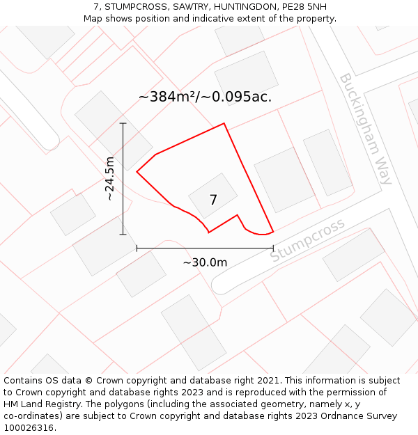 7, STUMPCROSS, SAWTRY, HUNTINGDON, PE28 5NH: Plot and title map