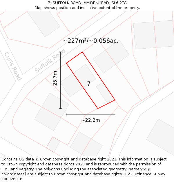 7, SUFFOLK ROAD, MAIDENHEAD, SL6 2TG: Plot and title map