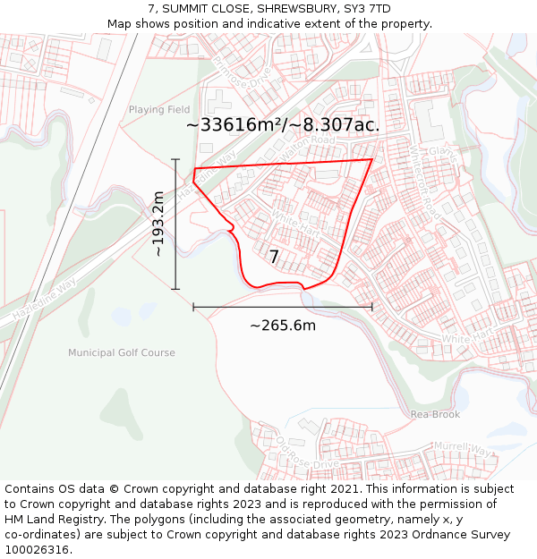 7, SUMMIT CLOSE, SHREWSBURY, SY3 7TD: Plot and title map