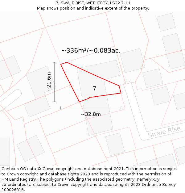 7, SWALE RISE, WETHERBY, LS22 7UH: Plot and title map