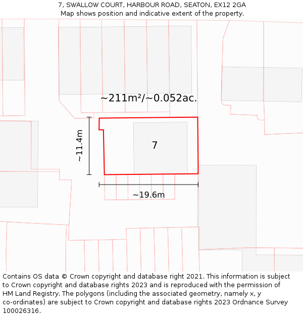 7, SWALLOW COURT, HARBOUR ROAD, SEATON, EX12 2GA: Plot and title map