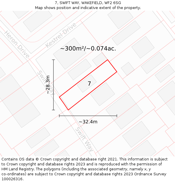 7, SWIFT WAY, WAKEFIELD, WF2 6SG: Plot and title map