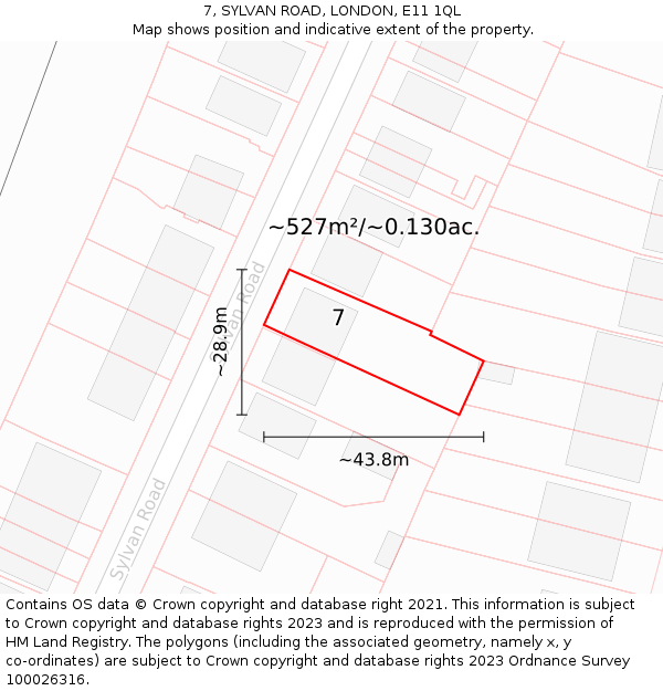 7, SYLVAN ROAD, LONDON, E11 1QL: Plot and title map