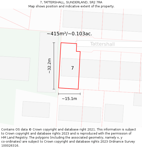 7, TATTERSHALL, SUNDERLAND, SR2 7RA: Plot and title map