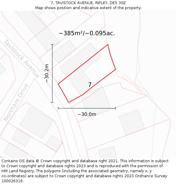 7, TAVISTOCK AVENUE, RIPLEY, DE5 3SE: Plot and title map