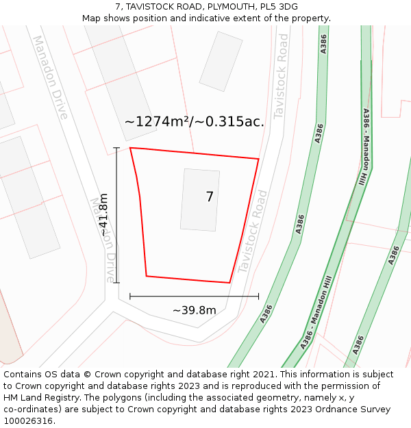 7, TAVISTOCK ROAD, PLYMOUTH, PL5 3DG: Plot and title map
